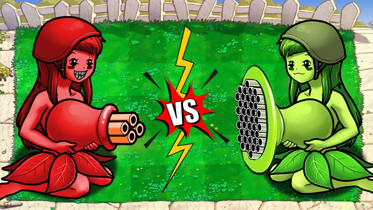 Girl Gatling Fire Vs Girl Gatling Pea Vs Dr Zomboss Plants Vs Zombies ...