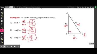 Notes 9.1 Trigonometric Ratios