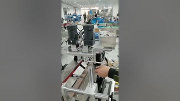 Production Line Fully Automatic Capping Machine with Automatic Cap Feeder #packing #capping #factory