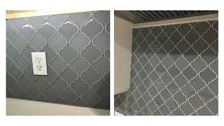 Perfect Backsplash Tile? Coastal Gray Glass Arabesque Lantern Mosaic Wall Tile for Kitchen Remodels