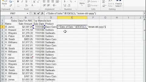 Combine Text with a Date or Time - Excel 2010