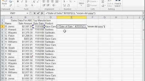 Combine Text with a Date or Time - Excel 2010