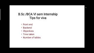 B.Sc BCA VI sem Internship Tips for viva
