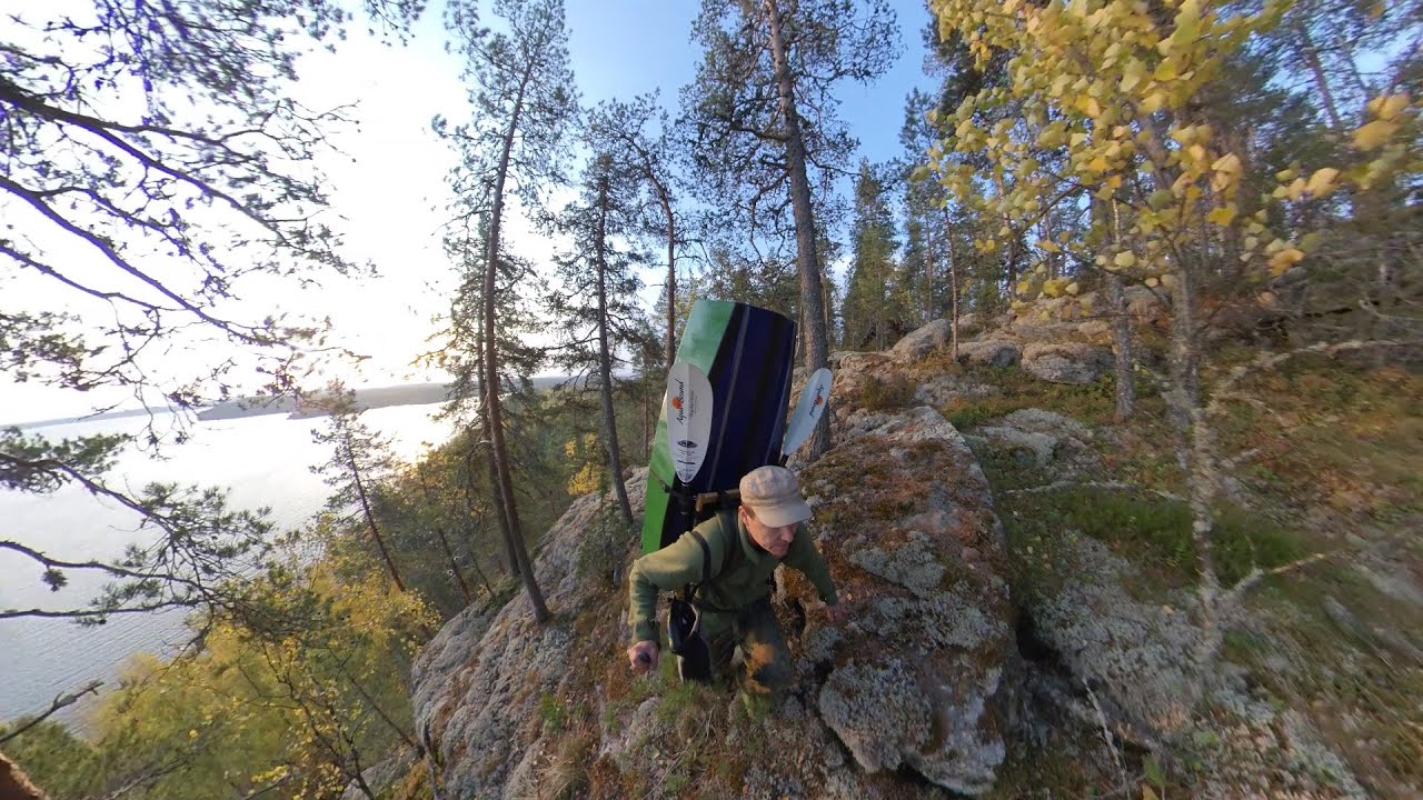 Paddling over hill on lake Puula