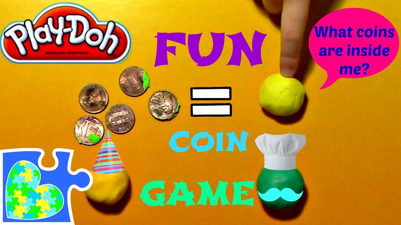 PLAY-DOH PUZZLE MATH CHALLENGE for KIDS! LEARN U.S. COINS - YouTube