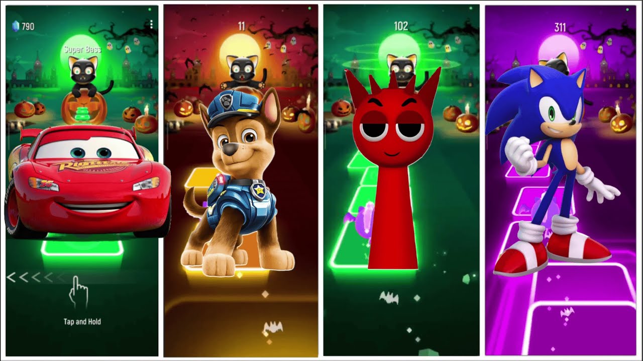 Cars, Paw Patrol & Sonic in Tiles Hop! 🎃