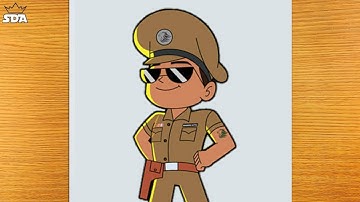 How to Draw little Singham desh ka sipahi - Step By Step Easy - With color pencil