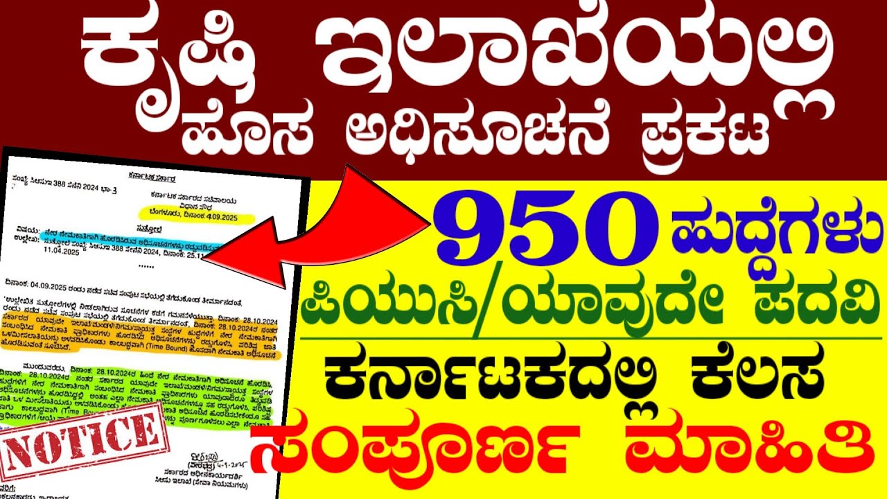 950 Karnataka Agriculture Department Jobs Recruitment 2026 | Latest job notification