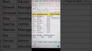 salary increment based on designation in excel😎 | microsoft excel formulas🔥 #tips #msexcel #bytetech