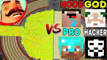 Minecraft Battle: Noob vs PRO vs HACKER vs GOD : HELLO NEIGHBOR APOCALYPSE Challenge - Animation