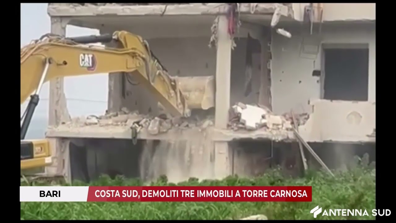3 MARZO 2026 - BARI: COSTA SUD, DEMOLITI TRE IMMOBILI A TORRE CARNOSA