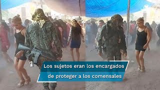 Circula video de hombres armados y camuflados bailando en boda