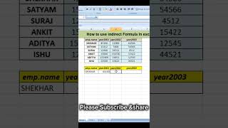 How to use indirect formula in excel|indirect function|indirect function use in excel #excel #shorts