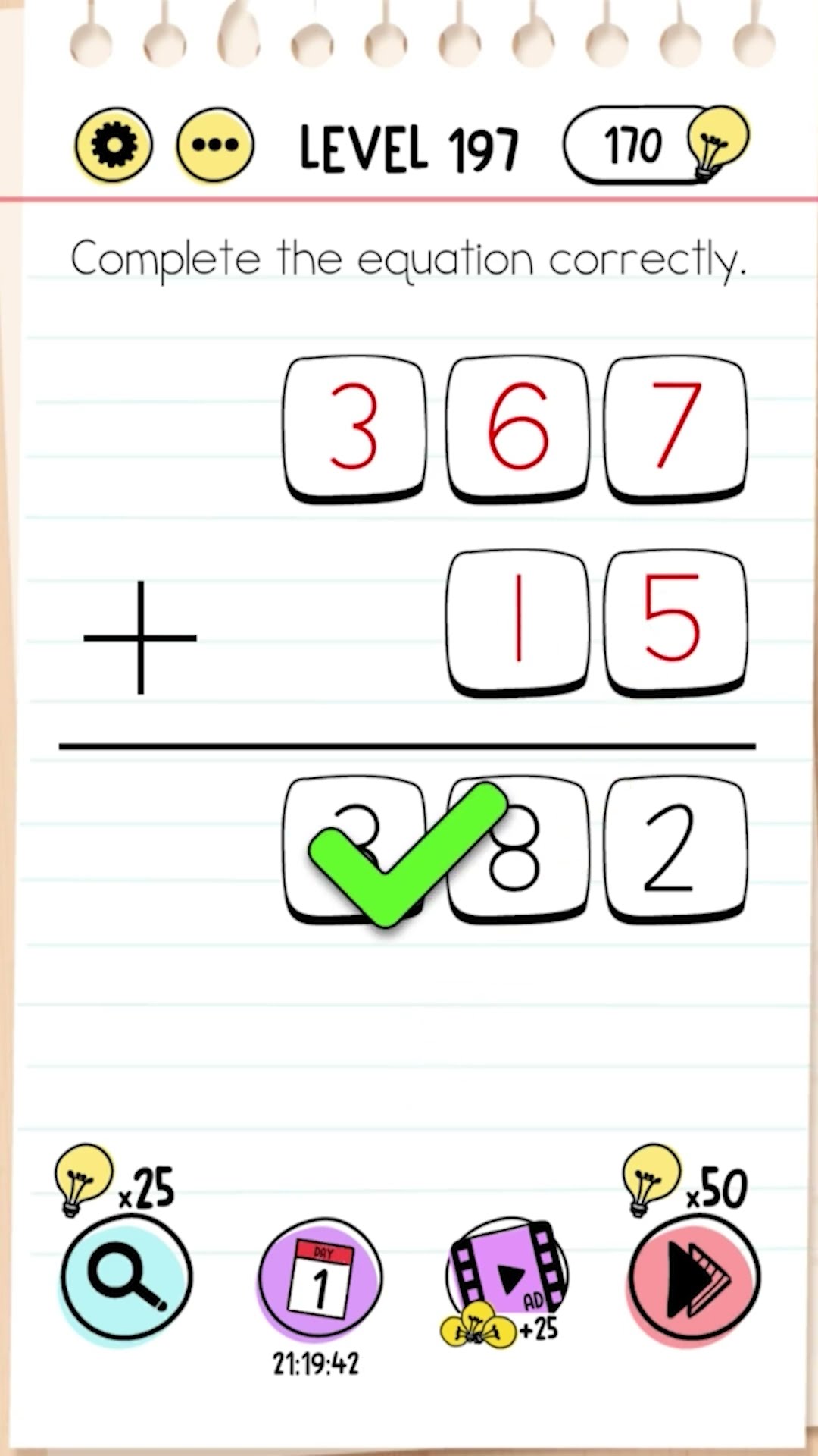 Brain Test Level 197 Complete the equation correctly #braintest