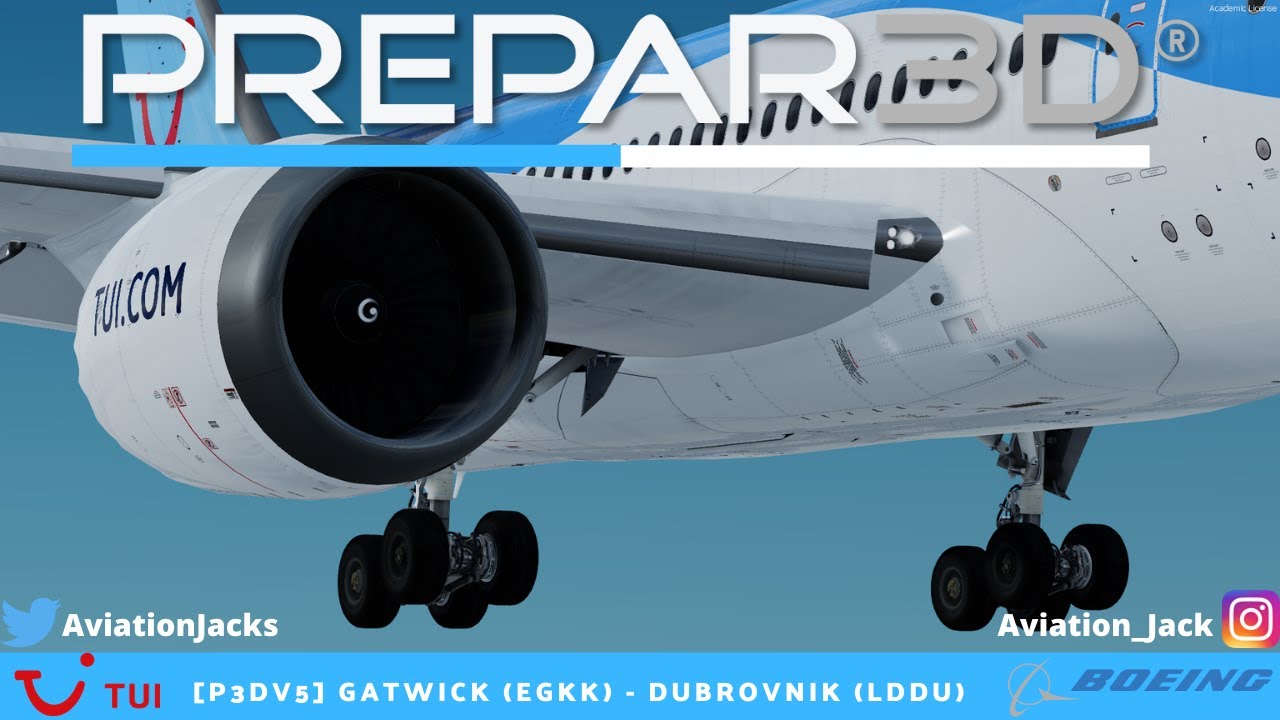 [P3Dv5] FULL FLIGHT | Gatwick (EGKK) - Dubrovnik (LDDU) | VATSIM | TUI QualityWings 787 l TUI64J |