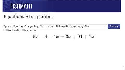 Solving Equations with Variables on Both Sides with Combining Like Terms - FishMath.com