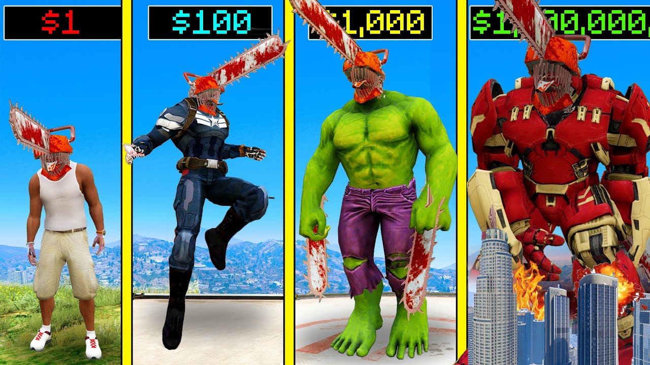 GTA 5 : $1 CHAINSAW-MAN to $1,000,000,000 IRON CHAINSAW-MAN in GTA 5!