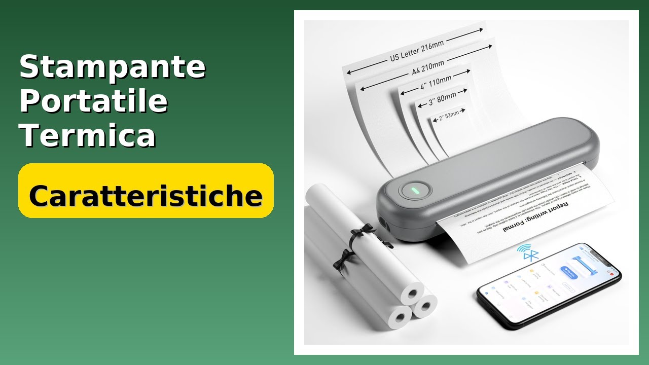 Stampante Portatile Bluetooth 58mm – Termica Wireless, Per Ricevute, Con Cavo USB E Carta Inclusa, Per PC E Smartphone