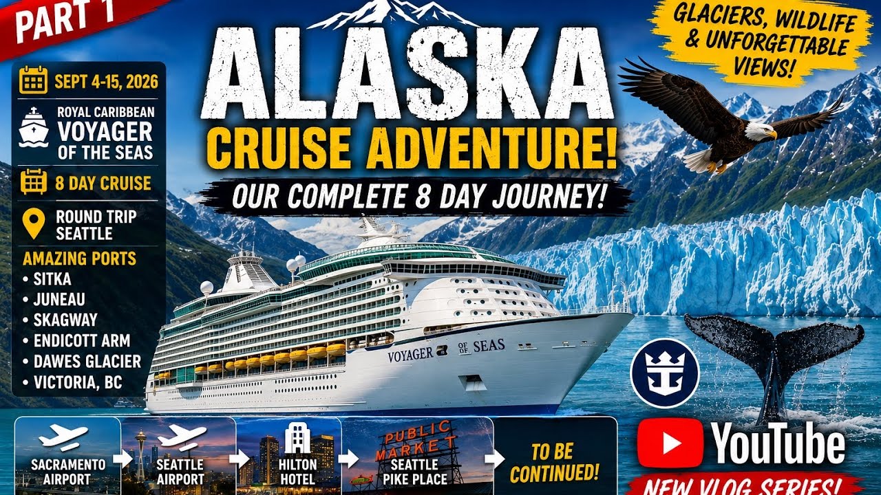   8-Day Alaska Cruise Begins! 🚢 Sacramento to Seattle | Pike Place | Voyager of the Seas – Part 1