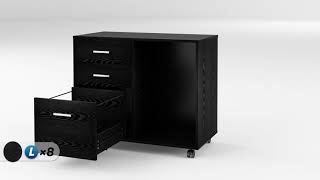 DEVAISE | Black 3 Drawer Wood File Cabinet with Open Storage Shelves Assembly 2022