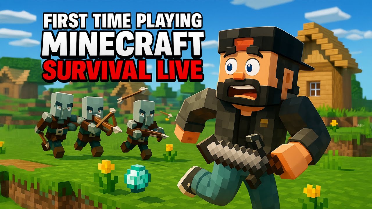 "FIRST TIME Playing Minecraft Survival 😱 | Can I Survive My First Night ...