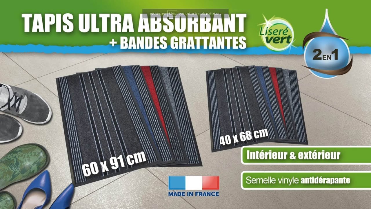 Tapis de sol absorbant usage intérieur / extérieur – Liseré Vert