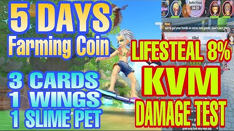 ROX LIFESTEAL 8% CARD KVM DMG TEST[ 3 New Cards / 1 Wing /1 Slime Pet IN 5 DAYS ] WonderLand Farming