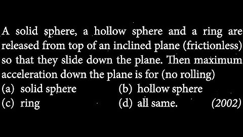 A solid sphere, a hollow sphere and a ring are released from top of an inclined RT DTS 30 Q10
