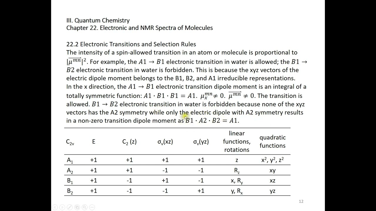 Electronic Transitions & Selection Rules in Quantum Chemistry