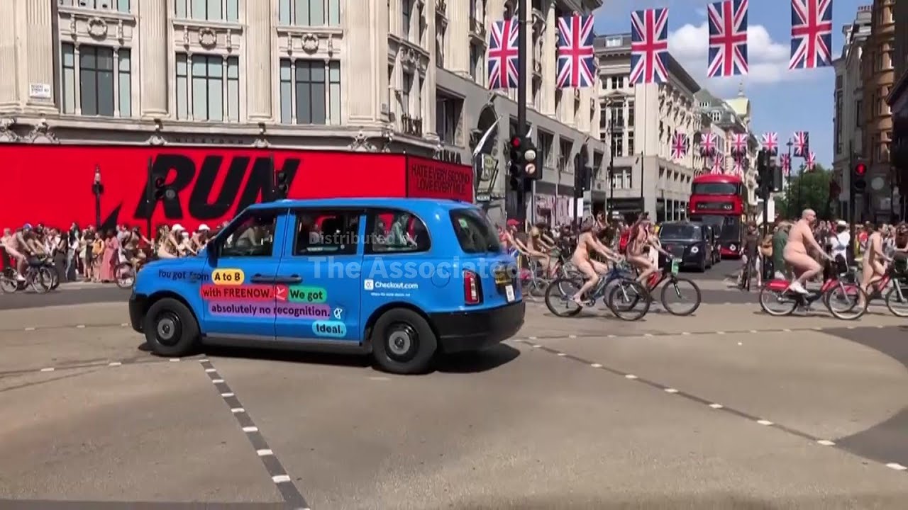 Cyclists feel the breeze for London's annual naked bike ride