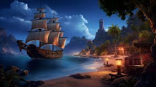 Pirate Cove Ambience with Music | Wave Sounds and Creaking Ship Sounds