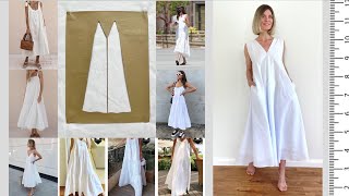 White cotton summer dress ❗️NO NEED PATTERN ❗️ Easy SEWING 🧵 screenshot 2