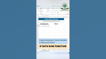 IF with ROW FUNCTION | Create Automatic Serial Number in Excel | Fill Series | 📊💻🔍 #exceltips