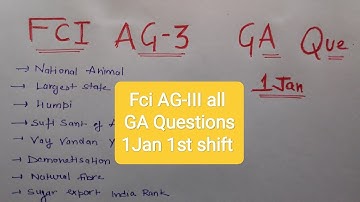 FCI AG-3 1Jan Ist shift GA Questions exam analysis #fciag3 #fci
