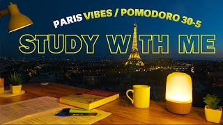 2 HOUR STUDY WITH ME LIVE🗼/ Calm lofi / Paris Eiffel Tower / with Pomodoro countdown + alarm screenshot 3