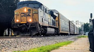 Southbound CSX autorack with mid-train DPU on track two 