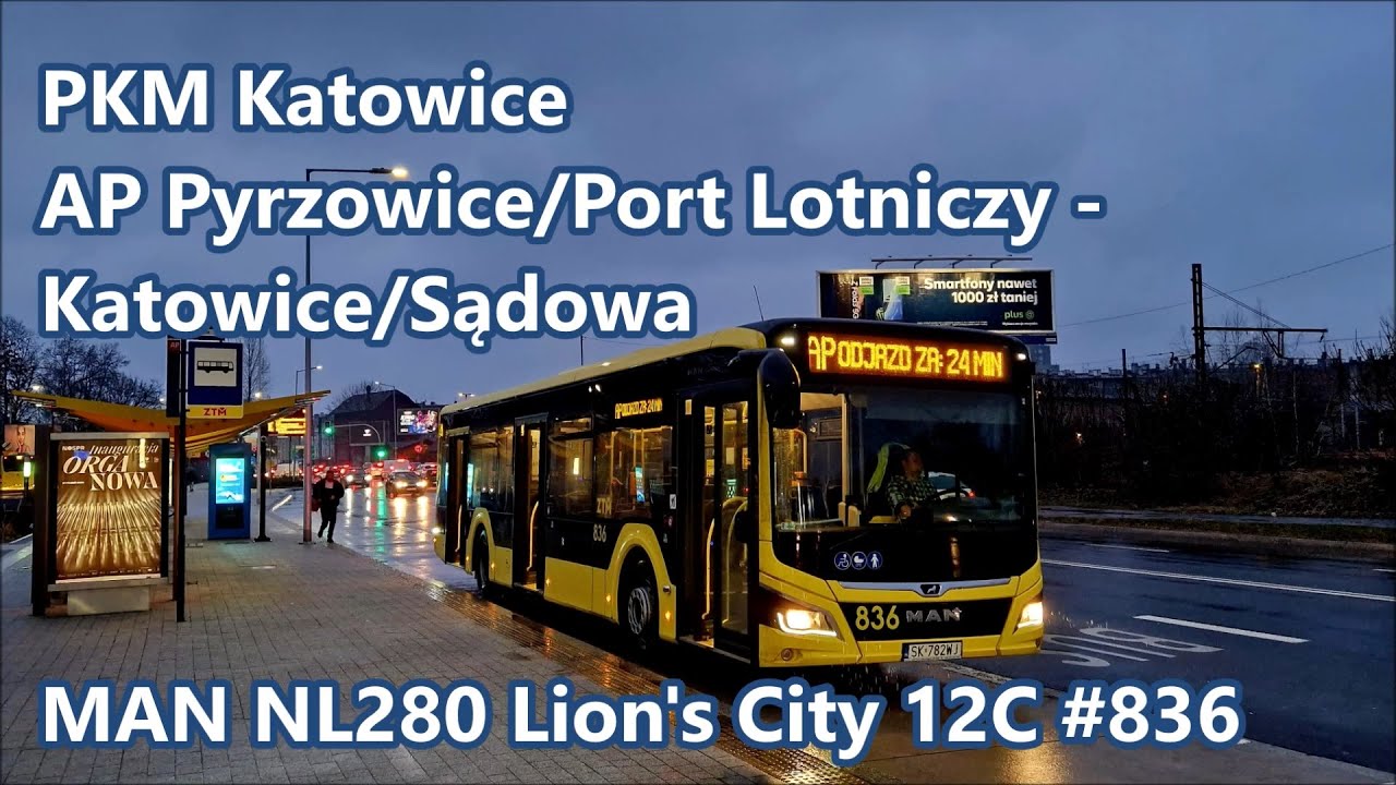 PKM Katowice - linia AP, MAN NL280 Lion's City 12C #836