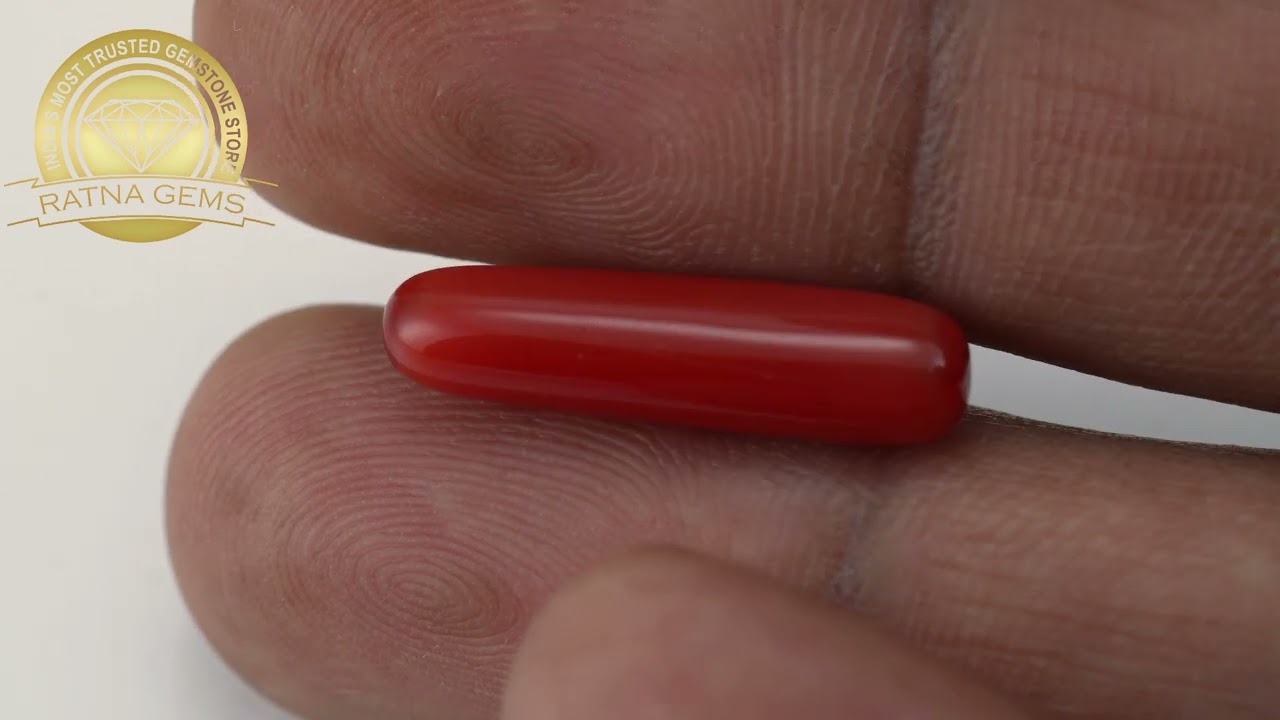 Moonga Stone 6.313 Ratti (5.745 Carat) - Italian Red Coral 4 Product video for Moonga Stone 6.313 Ratti (5.745 Carat) - Italian Red Coral