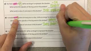 CCSS6 - Unit 3 (part 1) - Lesson 2 - Representing Integers