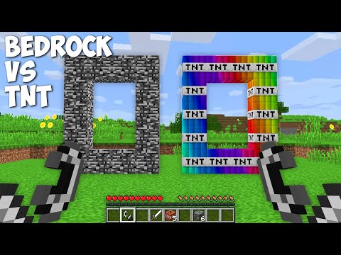 Never Dont LIGHT this TNT vs BEDROCK PORTAL in Minecraft !!! TNT and BEDROCK DIMENSION !