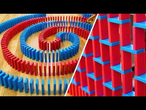 Domino Tricks with Joseph&rsquo;s Machines! (How to build an In-Out Spiral & Speedwall)