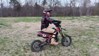 getting better with the clutch and a couple wheelie attempts. He has the gear now.