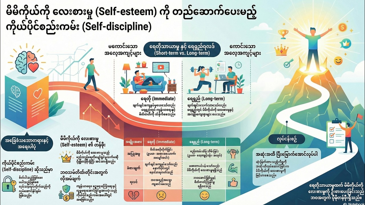 မိမိကိုယ်ကို ထိန်းကျောင်းနိုင်စွမ်း (Self-discipline) နှင့် ကိုယ့်ကိုယ်ကို လေးစားမှု (Self-esteem)