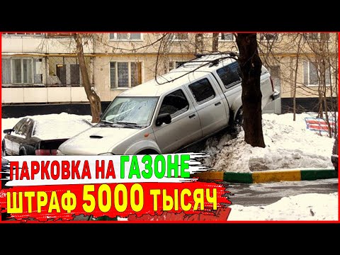 Парковка на газоне зимой штраф 5000! ПДД ГИБДД