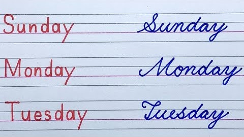 Days of the Week in Cursive Handwriting