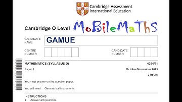 O LEVEL MATHEMATICS (SYLLABUS D) 4024 PAPER 1 | Cambridge | 4024/11/oct/nov/2023