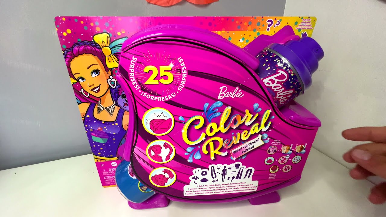 Unboxing Barbie Color Reveal Glitter (extended version) YouTube