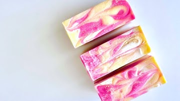 Making Cold Process Soap at Home • Cherry Almond • Natures Garden #soapmaking #soapcutting #soapasmr
