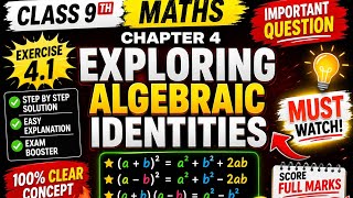 9th Maths 🔥 Exploring Algebraic Identities Exercise 4.1 Important Question Solution 🚀#viral #maths