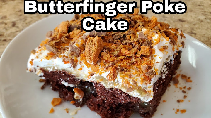 Butterfinger poke cake with sweetened condensed milk